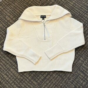 Kenneth Cole Cropped Ribbed Zip up Sweater with high collar Multiple Sizes